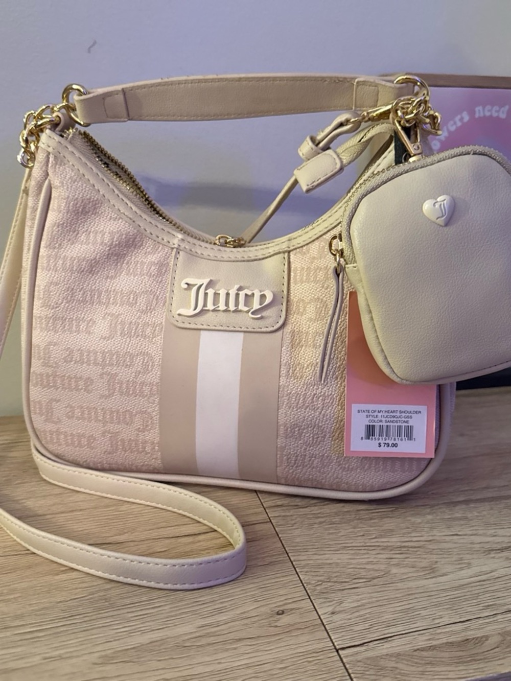 Juicy Couture Cream and Beige Shoulder Bag with Coin Pouch